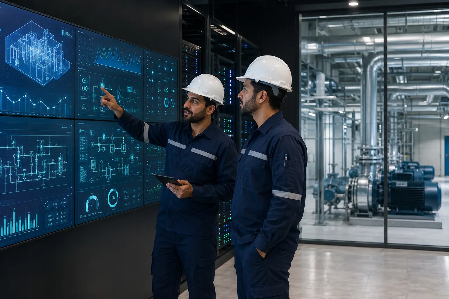 مهندسون عمانيون يراجعون أنظمة المبنى
